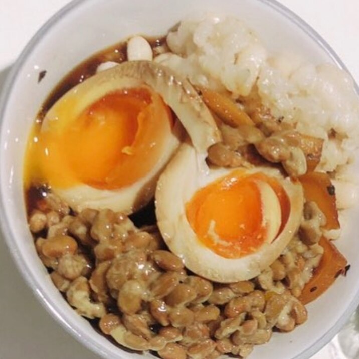 黒酢卵納豆丼